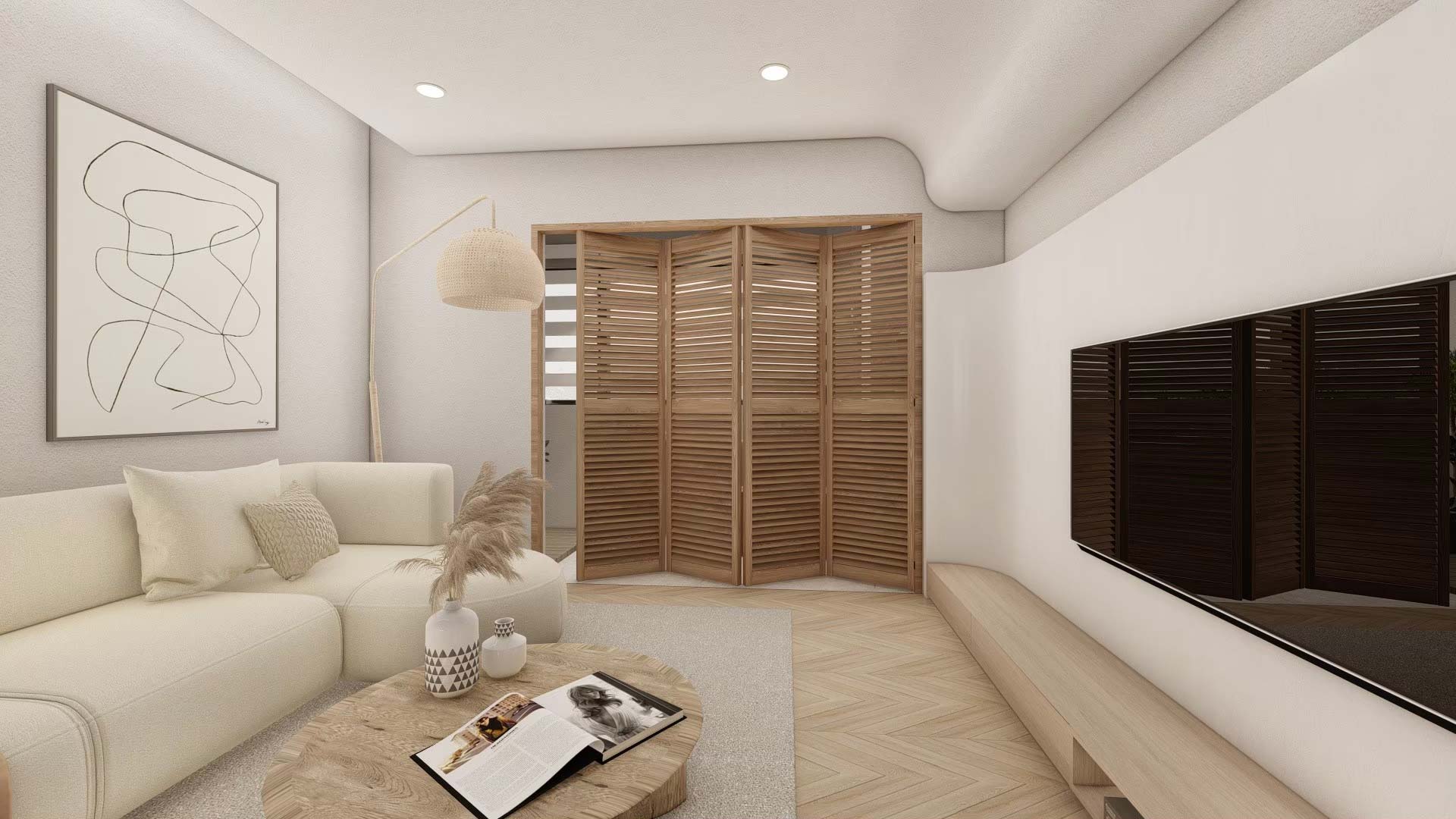 大安松柏-賴宅-03客廳百頁門