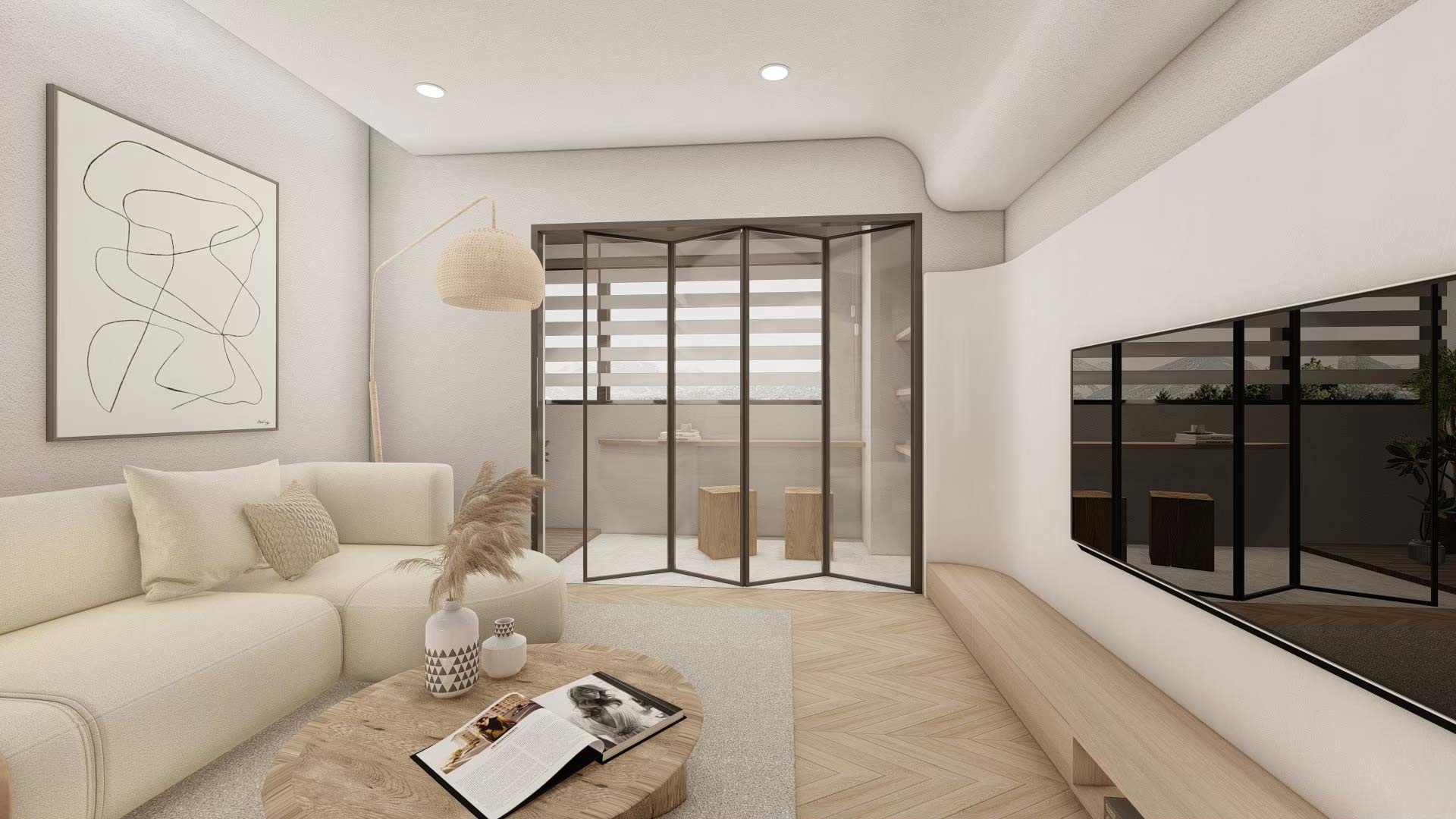 大安松柏-賴宅-03客廳鋁框門